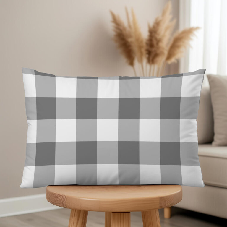 Poszewka na poduszkę 40x60cm BAWEŁNA 100% CERTYFIKAT - Krata Szara (7)