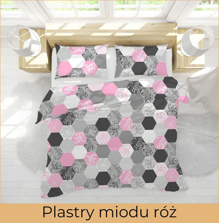 Pościel z Kory 160x200 + 2x70x80 Bawełna 100% Bielawa Produkt Polski - Plastry Miody Róż (3)