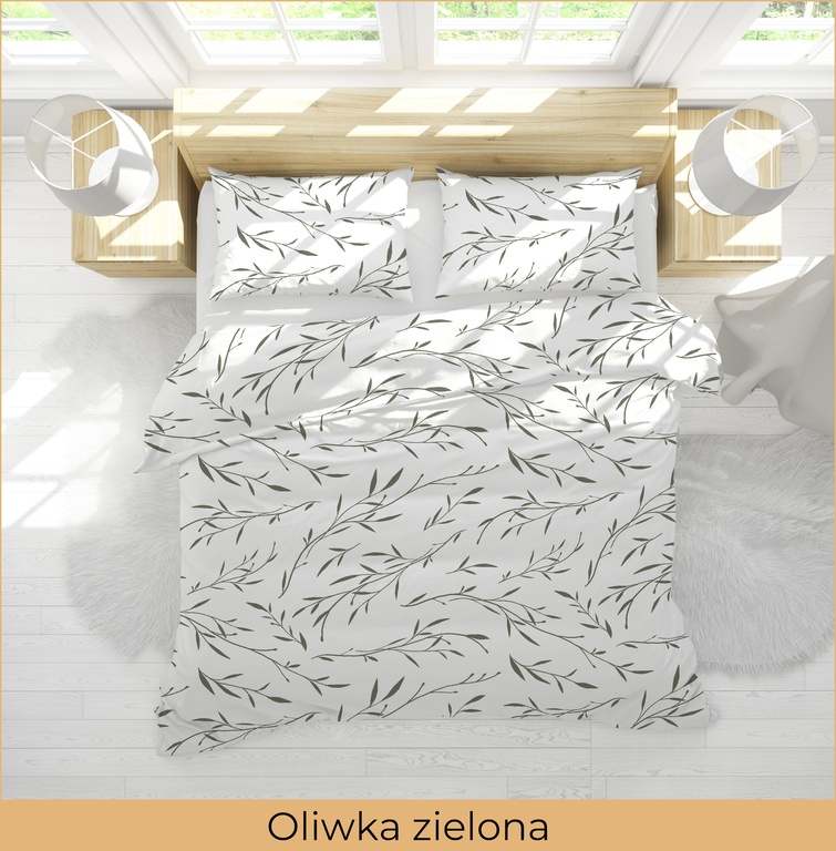 Pościel  140x200cm, 70x80cm, 140g/m2, bawełna 100% : Oliwka zielona (3)