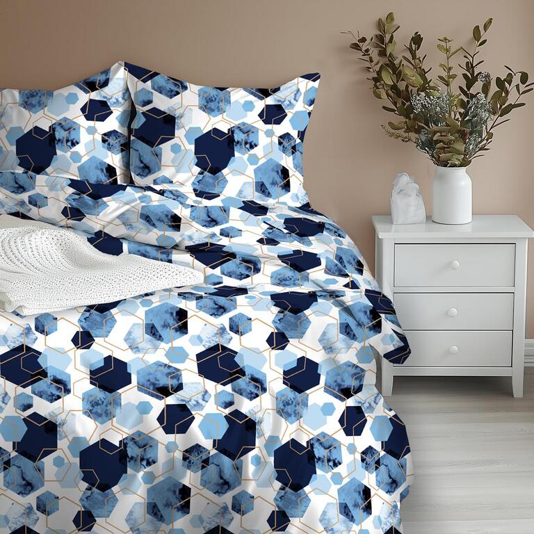 Pościel z Kory 160x200 + 2x70x80 Bawełna 100% Bielawa Produkt Polski - 1611N  niebieski (2)