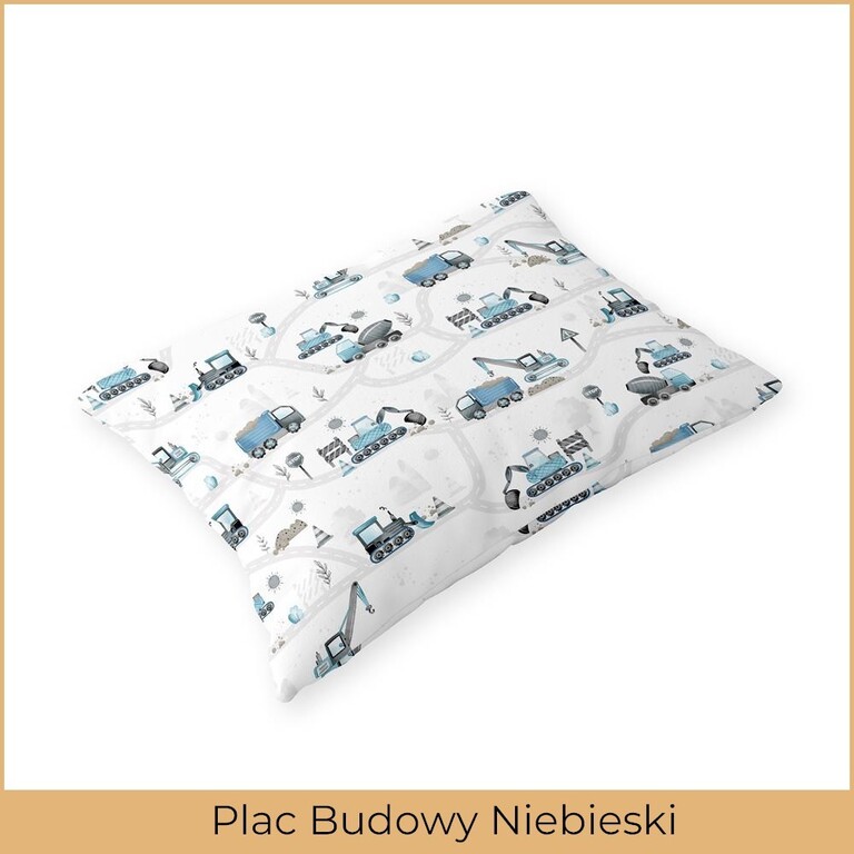 Poszewka na poduszkę 50x60cm BAWEŁNA CERTYFIKAT -  Plac Budowy Niebieski (2)