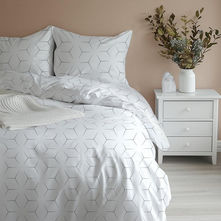 POŚCIEL Z KORY 200x220 + 2 poszewki PREMIUM 100% bawełna polska: milano białe (10)