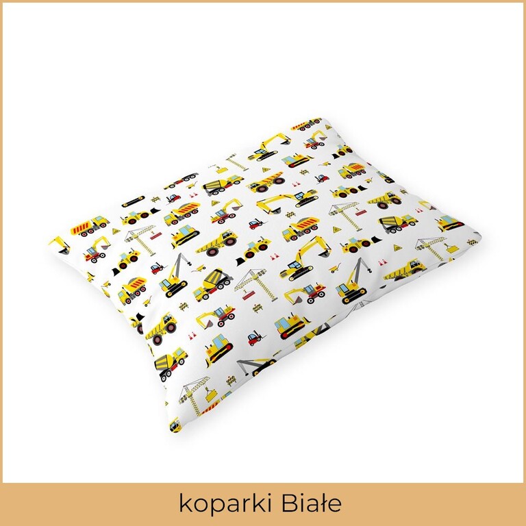 Poszewka 70x80cm na poduszkę 100% bawełna wzór: koparki białe (2)