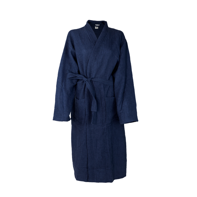 Szlafrok Waflowy Kimono Granatowy Unisex Długi Miękki Certyfikat Rozmiar XL