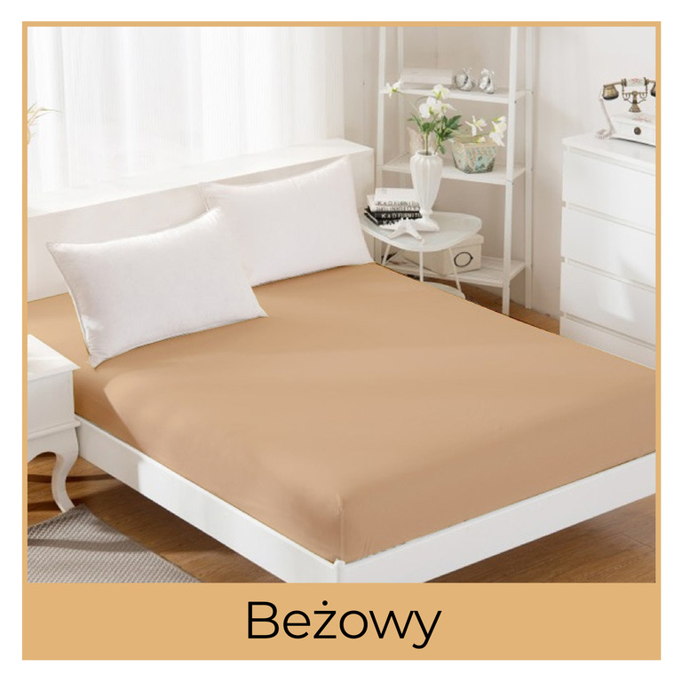 Prześcieradło JERSEY 180x200 100% BAWEŁNA Z GUMKĄ Beżowy (2)