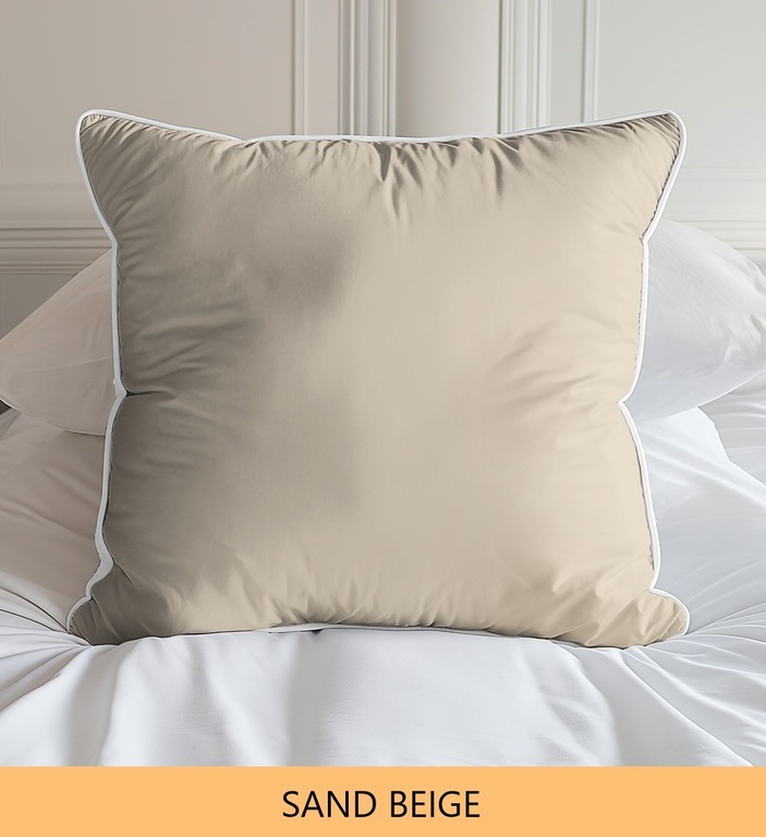 Poszewka 40x40cm z makosatyny - PURE, luksusowa z lamówką kolor SAND BEIGE