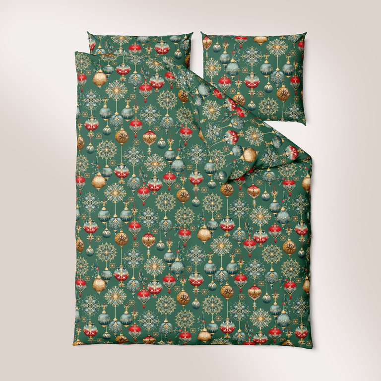 Komplet Pościeli Świątecznej 160x200 + 2x70x80, 100% Bawełna, 140g/m2, wzór: Christmas38 (6)