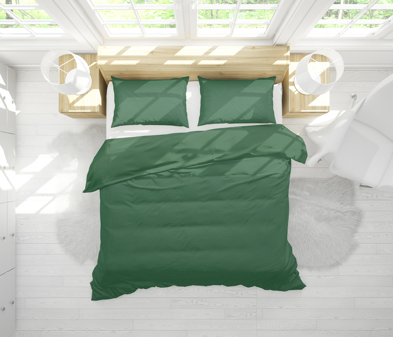 POŚCIEL HOTELOWA 160x200 + 1 poszewka - BAWEŁNA 100%, kolor: ZIELEŃ BUTELKOWA (3)