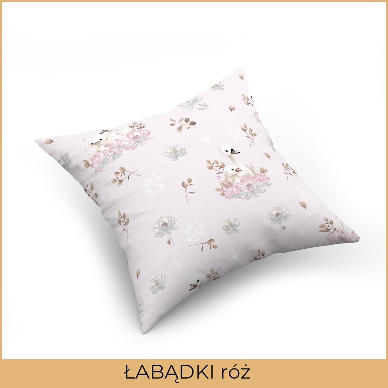 Poszewka na poduszkę jasiek 40x40 100% BAWEŁNA - Łabądki Róż (2)