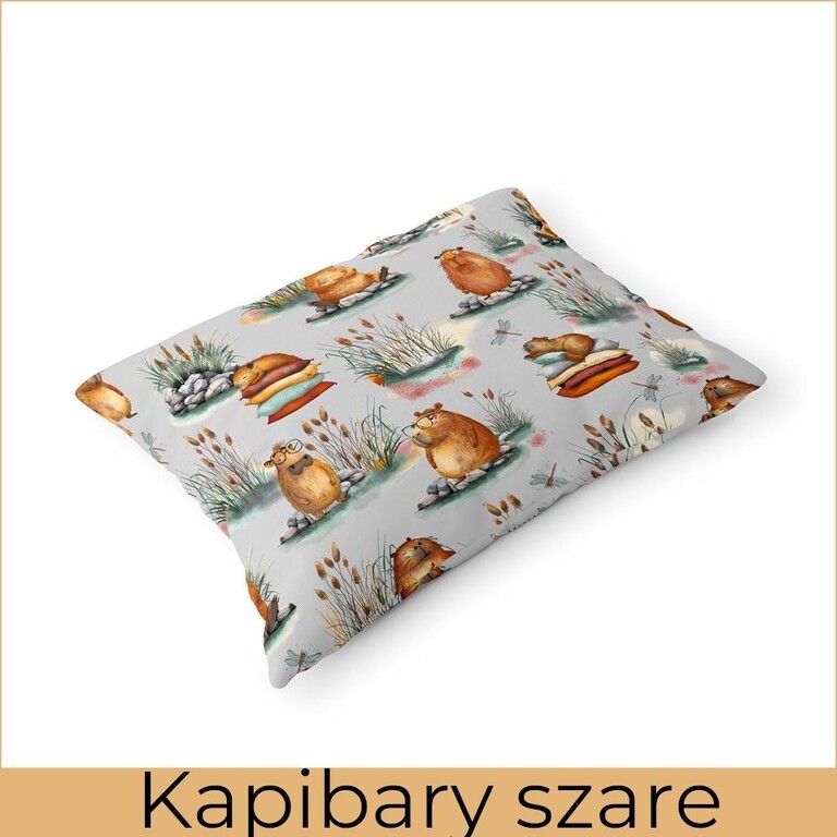 Poszewka 70x80cm na poduszkę 100% bawełna - kapibary szare (2)