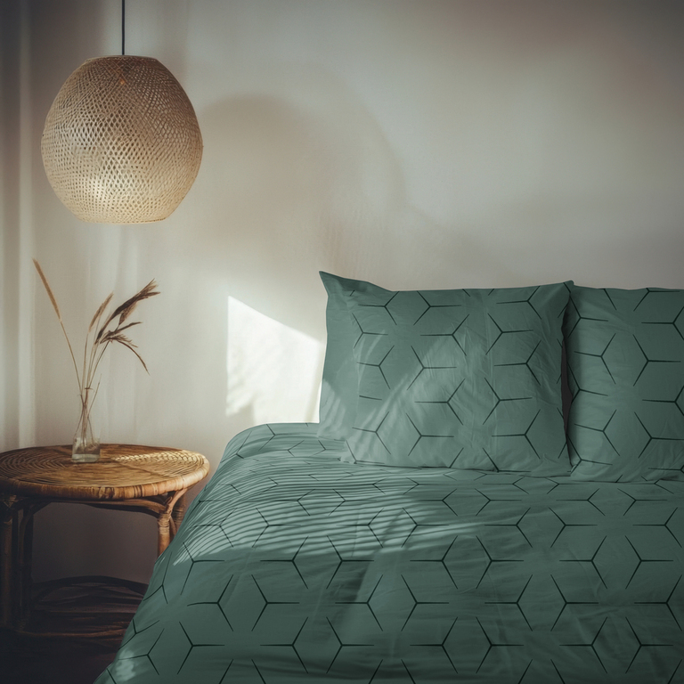 Komplet Pościeli 160x200 + 2x70x80, 100% Bawełna, 140g/m2, wzór:  MILANO OLIWKA (12)