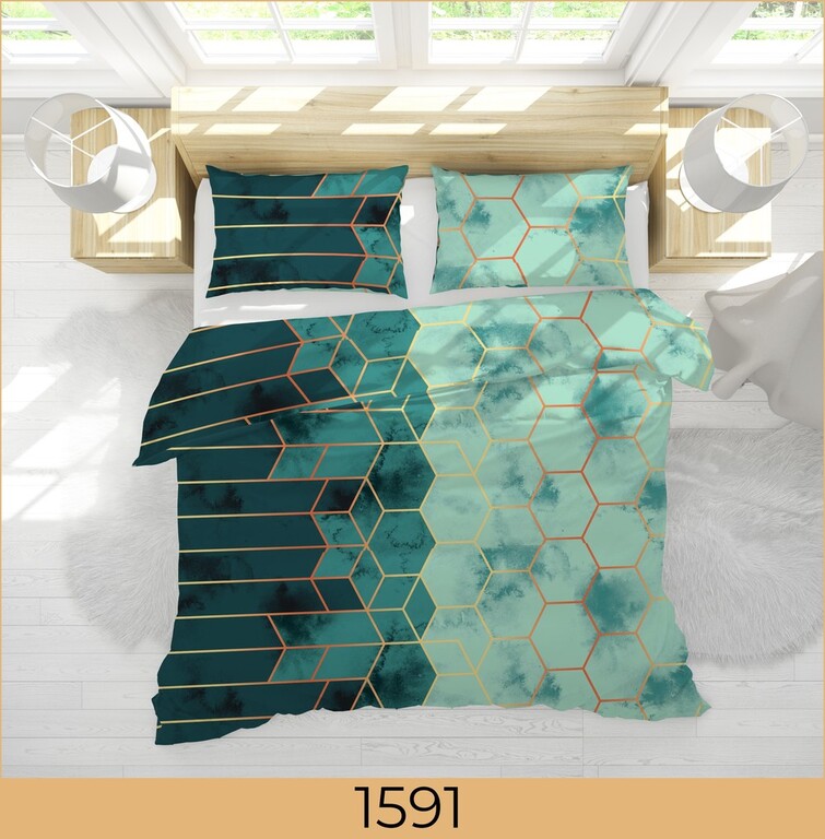 Komplet pościeli bawełnianej 220x200 cm - 100% bawełna, Produkt Polski 1591 (3)