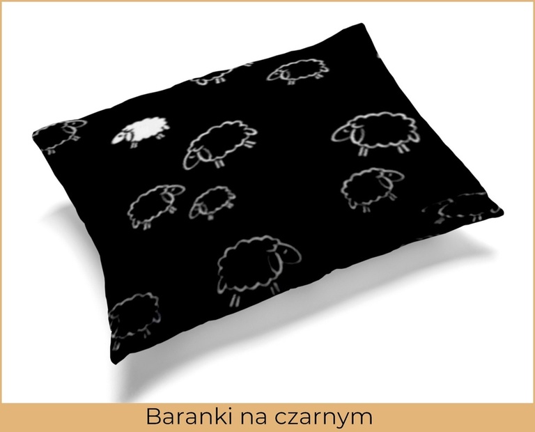 Poszewka na poduszkę 50x60cm BAWEŁNA CERTYFIKAT - Baranki Czarne  (2)