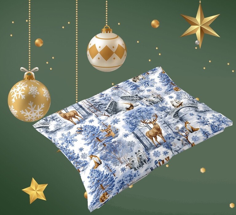 Poszewka ZIMOWA 70x80cm na poduszkę 100% bawełna, Winter Forest Blue (6)
