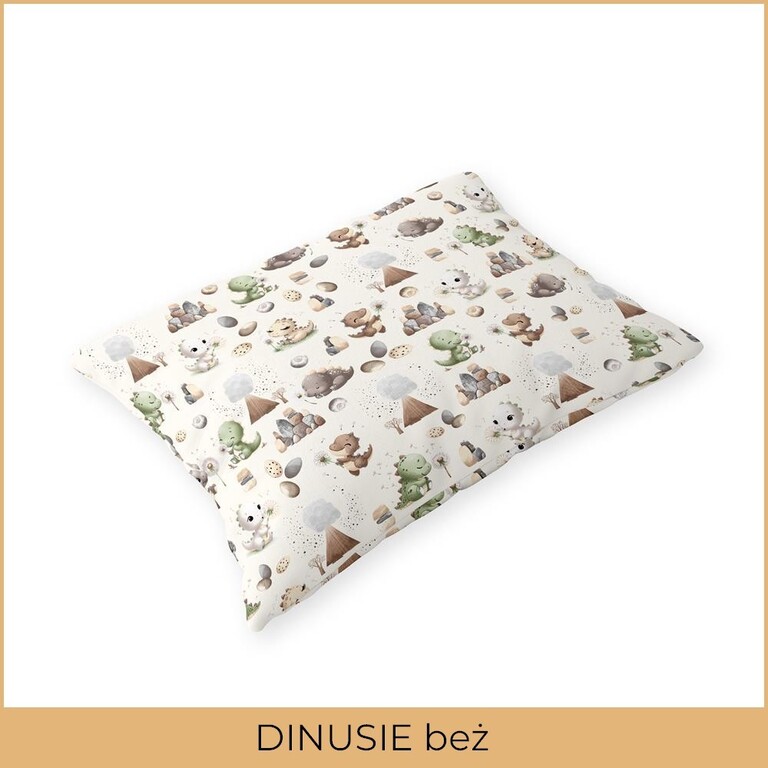 Poszewka 70x80cm na poduszkę 100% bawełna wzór: Dinusie Beż (2)