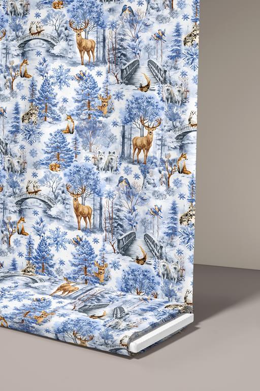 Tkanina na metry, Materiał do szycia, 100% BAWEŁNA, szer: 160 cm , Winter Forest Blue (2)