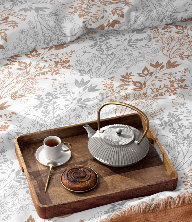 Komplet Pościeli 160x200 + 2x 70x80,  100% Bawełna, 140g/m2, wzór: Śpiąca Łąka (3)