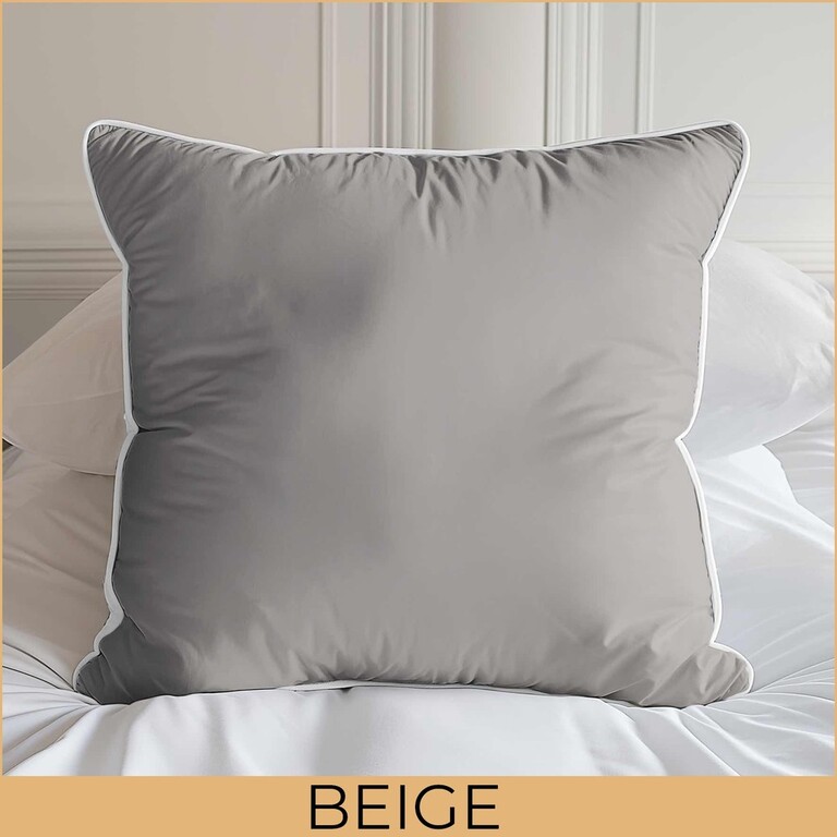 Poszewka 40x40cm z makosatyny - PURE, luksusowa z lamówką kolor BEIGE