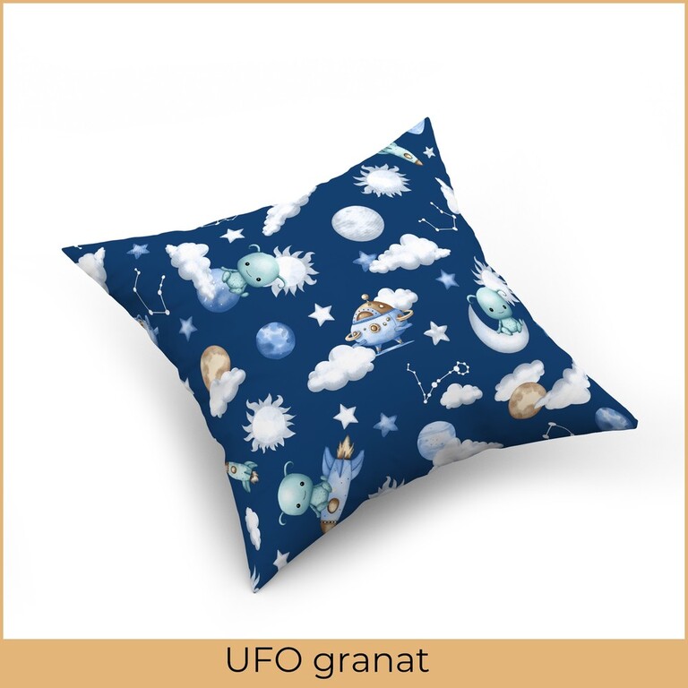 Poszewka na poduszkę jasiek 40x40 100% BAWEŁNA - UFO Granat (2)