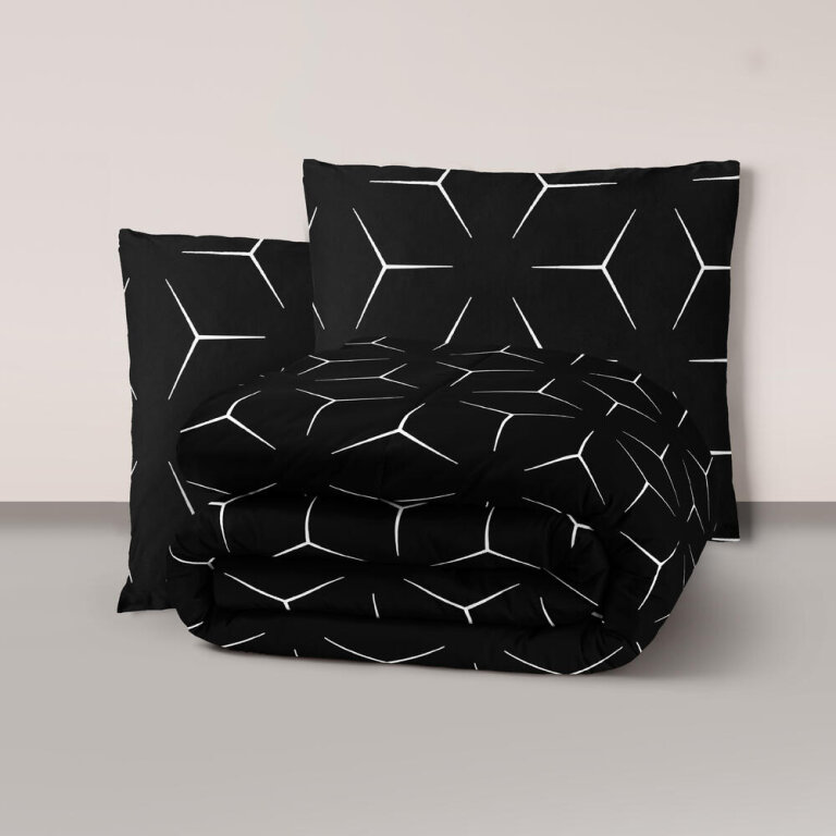 POŚCIEL Z KORY 220x200cm PREMIUM 100% BAWEŁNA KORA Milano Czarno - Białe (1)