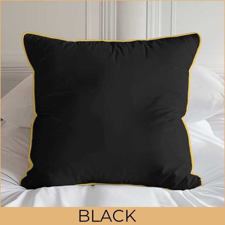 Poszewka 40x40cm z makosatyny - PURE, luksusowa z lamówką kolor BLACK