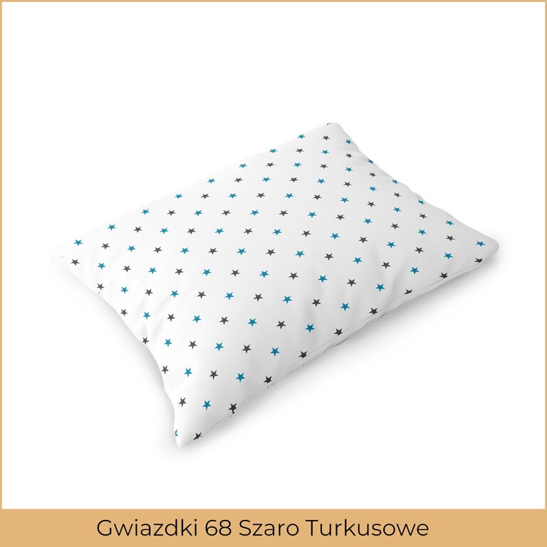 Poszewka 70x80 na poduszkę 100% bawełna wzór: Gwiazdki 68 Szaro Turkusowe (2)