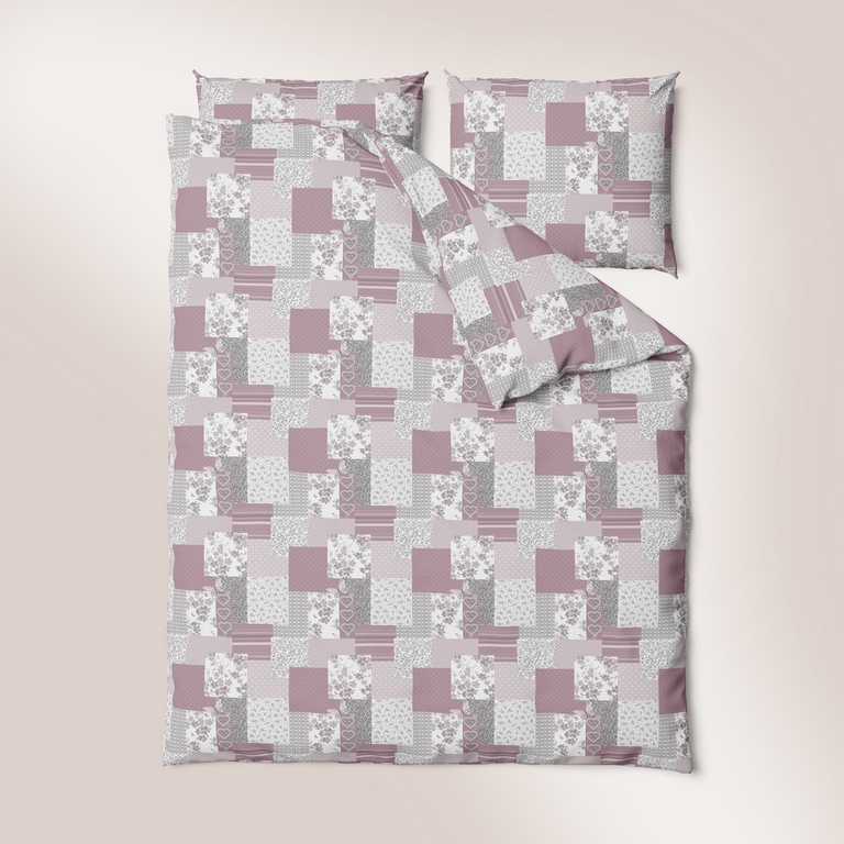 Komplet Pościeli z Kory 140x200 + 1x70x80 Bawełna 100% Bielawa Produkt Polski - Paczwork Motyl puder róż (2)