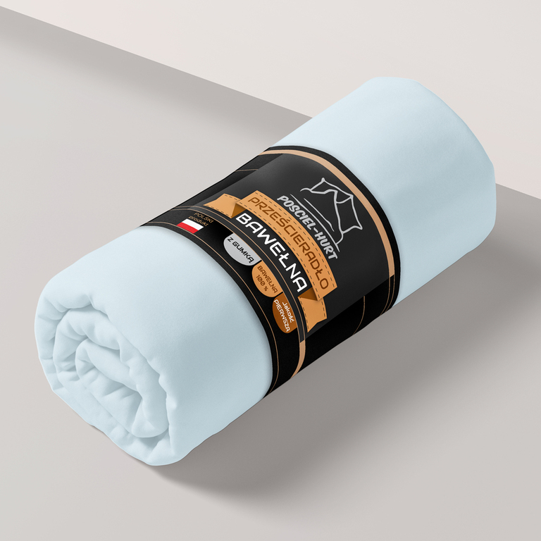 Prześcieradło bawełniane z gumką 90x200 CERTYFIKAT - Pudrowy Niebieski (1)