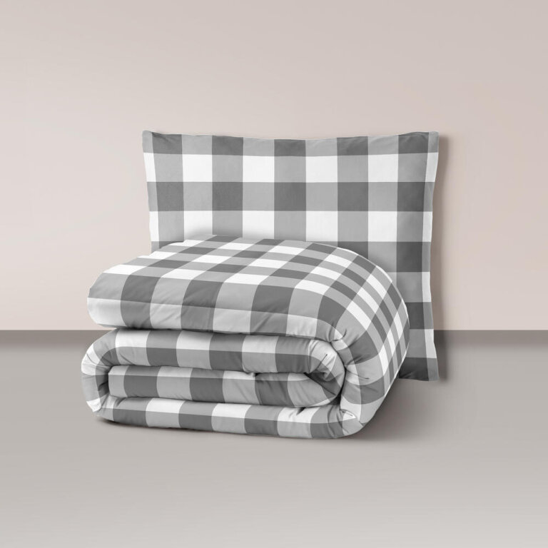Pościel z Kory 140x200 + 1x70x80 Bawełna 100% Bielawa Produkt Polski - Krata szara (1)