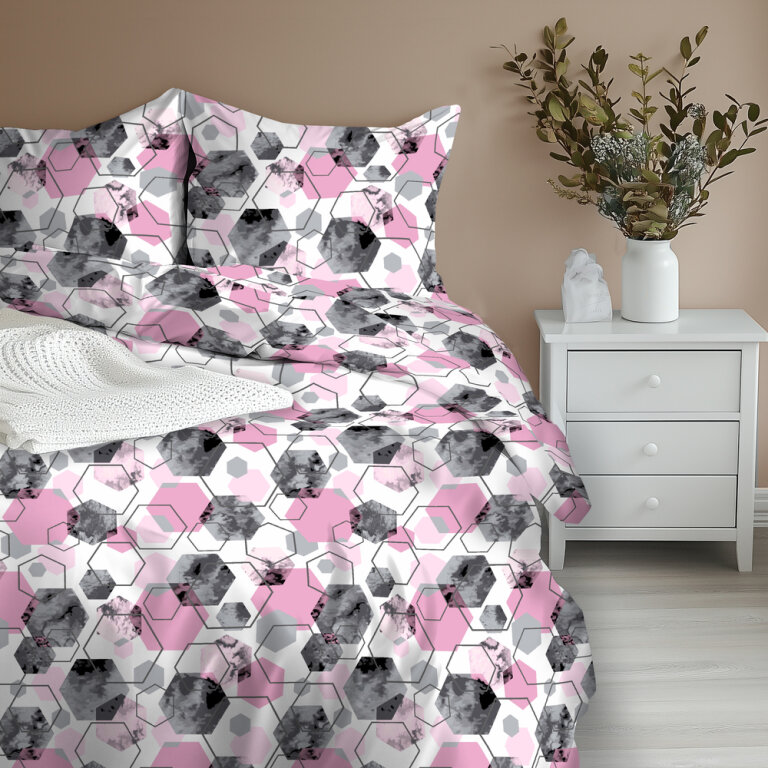 Pościel z Kory 220x200 + 2 poszewki PREMIUM 100% bawełna polska : 1651 różowy (8)