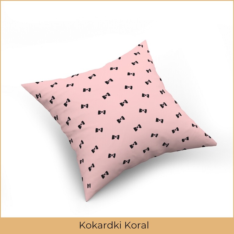 Poszewka na poduszkę jasiek 40x40 100% BAWEŁNA Kokardki Koral (2)