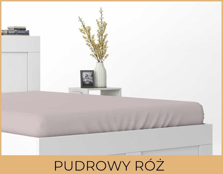 Prześcieradło 220x200cm SATYNA z gumką pudroworóżowe (2)