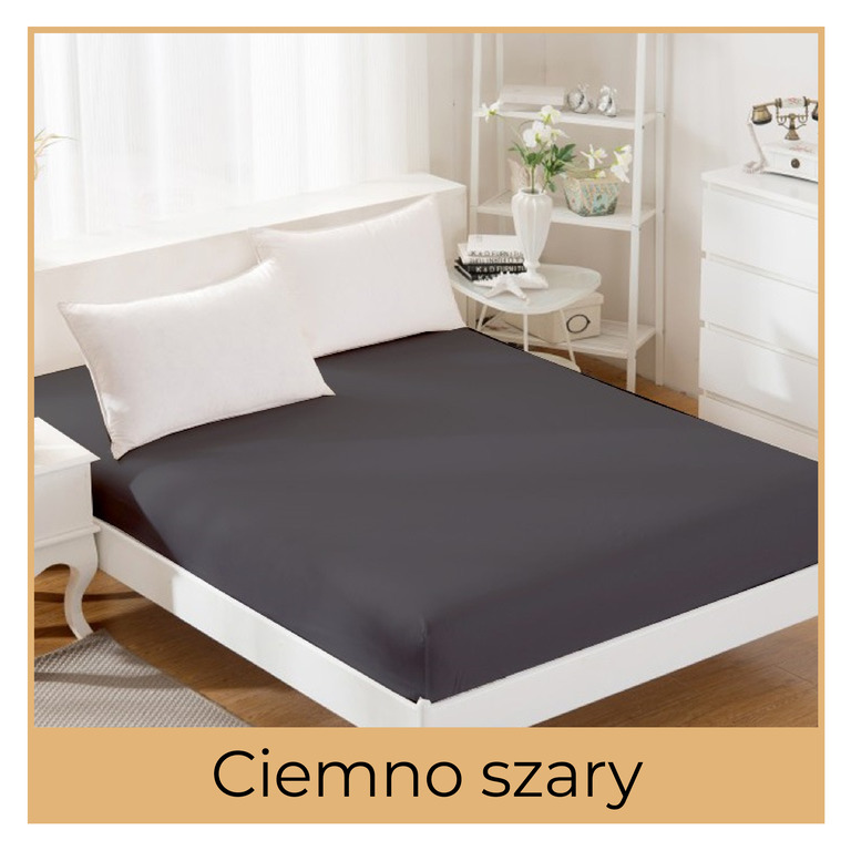 Prześcieradło JERSEY 120x200 Z GUMKĄ Bawełna Miękkie Elastyczne Ciemno szary (2)
