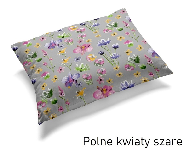 Poszewka 70x80cm na PODUSZKĘ z KORY Polne kwiaty szare (2)