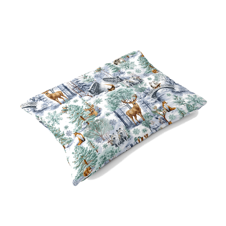 Poszewka ZIMOWA Świąteczna 70x80cm na poduszkę 100% bawełna, Winter Forest Green (1)