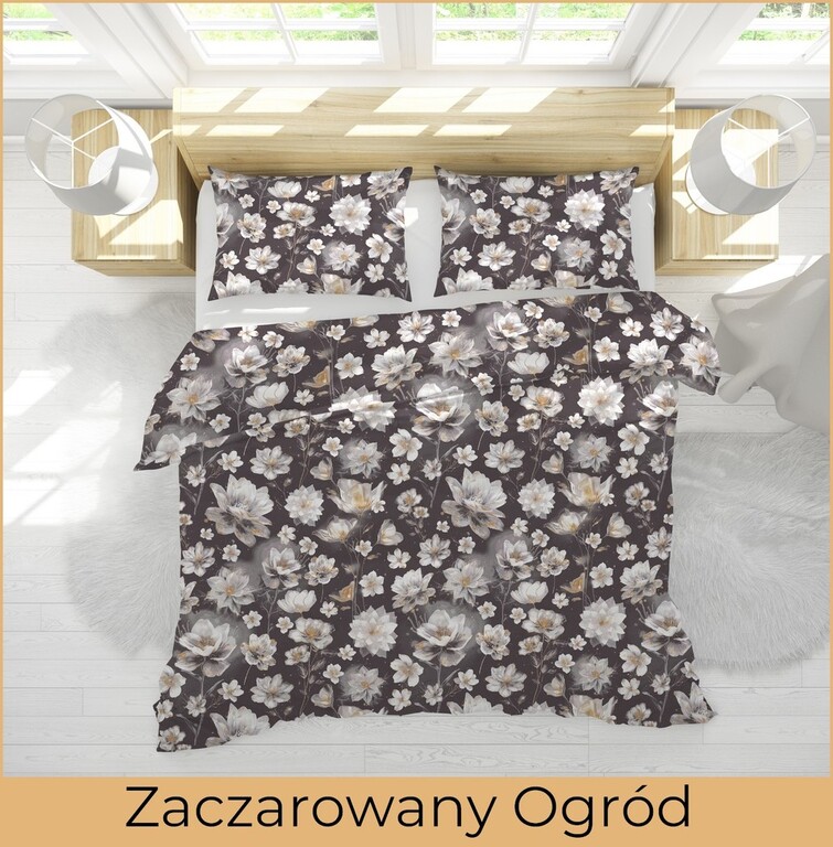 Komplet Pościeli 160x200 + 2x 70x80,  100% Bawełna, 140g/m2, wzór: Zaczarowany Ogród (3)