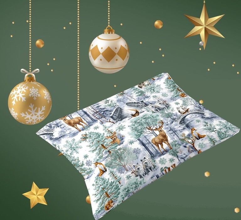 Poszewka ZIMOWA Świąteczna 70x80cm na poduszkę 100% bawełna, Winter Forest Green (6)