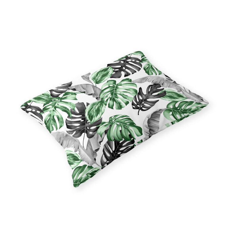 Poszewka 70x80cm na PODUSZKĘ z KORY, wzór: Liście 3D zielone (1)
