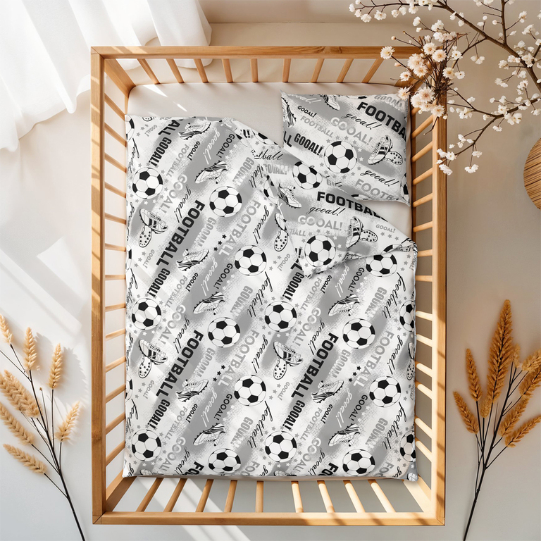 POŚCIEL DZIECIĘCA 90x120 + 40x60 100% BAWEŁNA certyfikat 2-el do Łóżeczka Piłki szare (4)