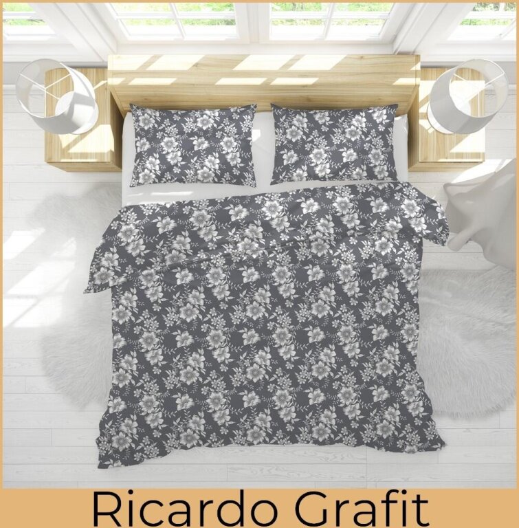 Pościel z kory 140x200 + 1x70x80 Bawełna 100% Bielawa Produkt Polski - Ricardo Grafit (3)
