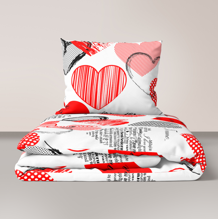 Pościel z Kory 160x200 + 2x70x80 Bawełna 100% Bielawa Produkt Polski - Serca z na