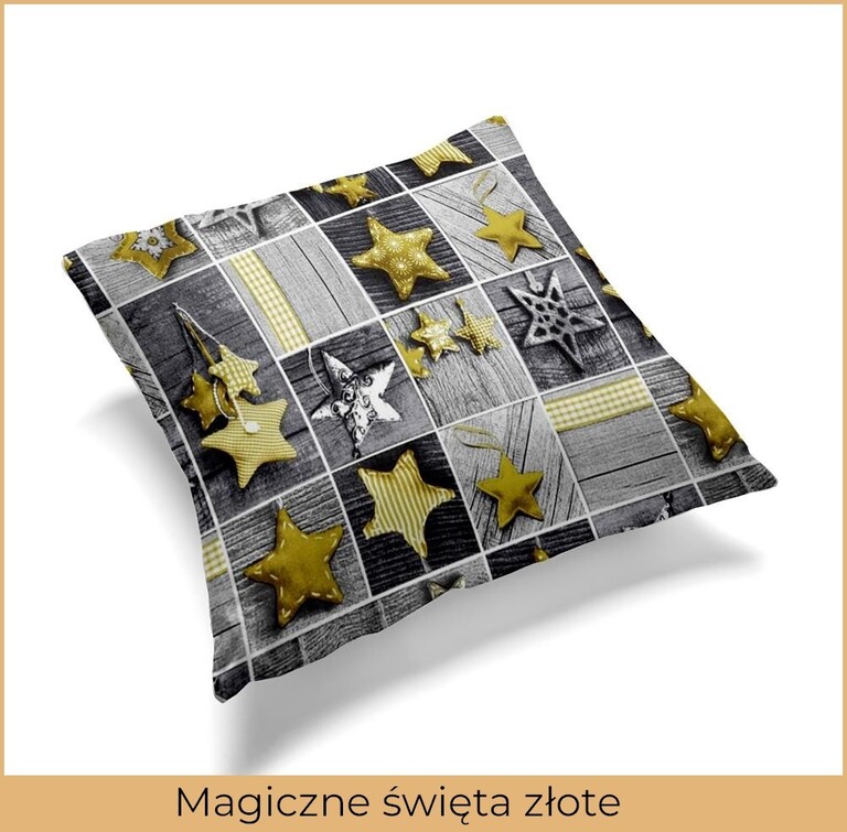 Poszewka na poduszkę jasiek 40x40cm, 100% Magiczne święta złote (3)