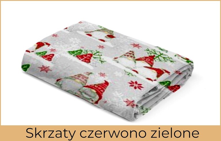 Prześcieradło 90x200cm z GUMKĄ, CERTYFIKAT - Skrzaty czerwono zielone (2)
