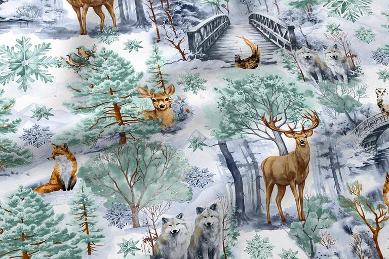 Tkanina na metry, Materiał do szycia, 100% BAWEŁNA, szer: 160 cm , Winter Forest Green (1)