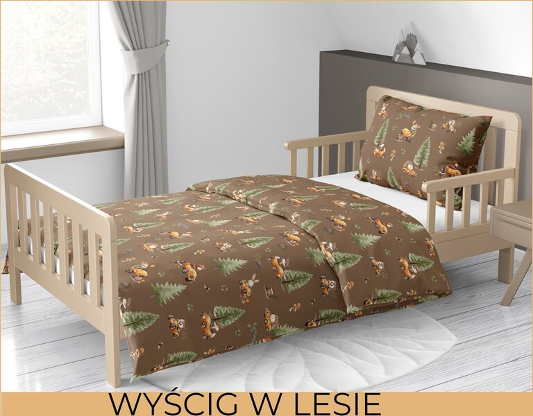 Pościel DZIECIĘCA 160x200 dla dziecka 100% bawełna CERTFIKAT WYŚCIG W LESIE (3)