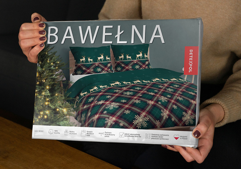 Pościel Świąteczna 200x220cm + 2x70x80 - zimowa 100% bawełna, wzór: 5818 B (5)