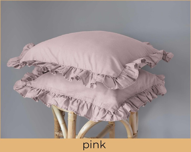 Poszewka na poduszkę 40x40 z FALBANĄ 2pak DWIE poszewki 40x40 kolor RÓŻ / PINK (2)