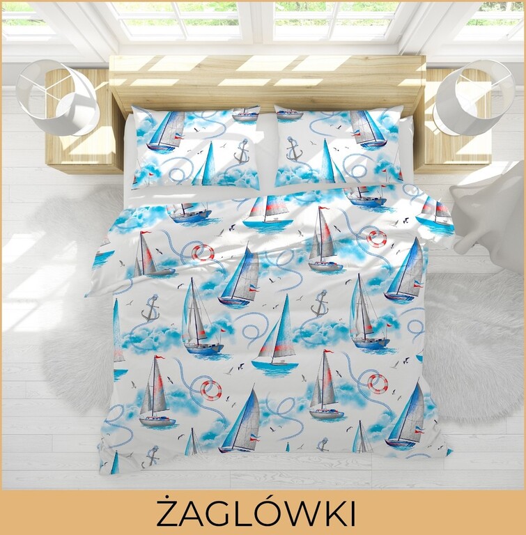 Pościel DZIECIĘCA 160x200 dla dziecka 100% bawełna CERTYFIKAT Żaglówki (3)