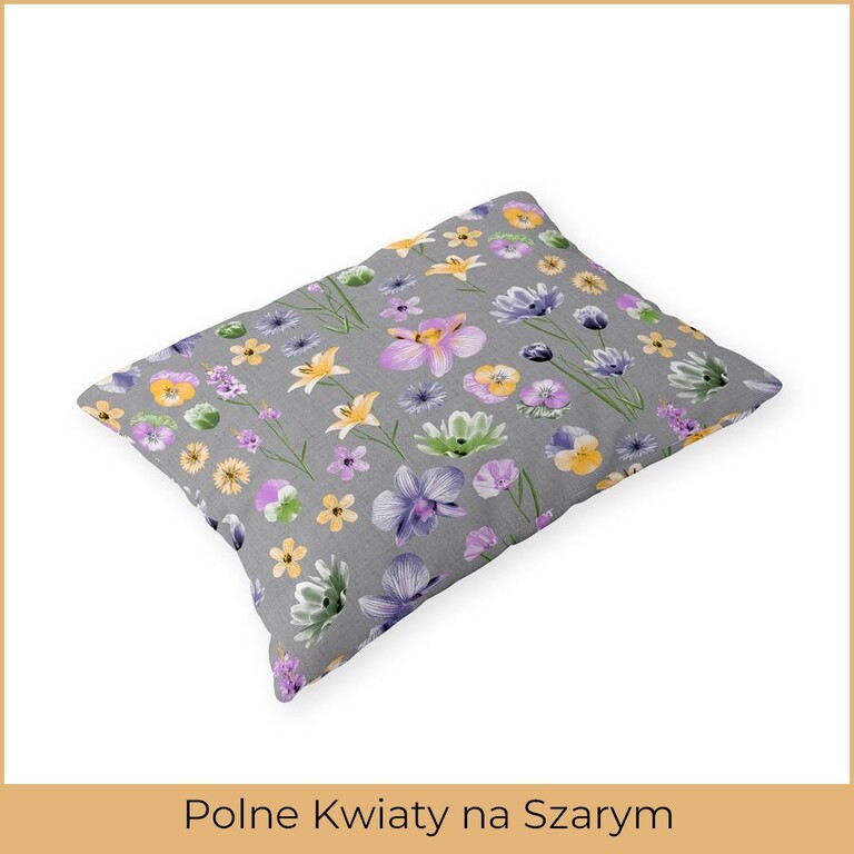 Poszewka 70x80cm na poduszkę 100% bawełna wzór: Polne kwiaty szare (2)