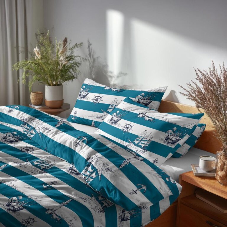 POŚCIEL HOTELOWA 160x200 BAWEŁNA 100% Marynarski + POSZEWKA (5)